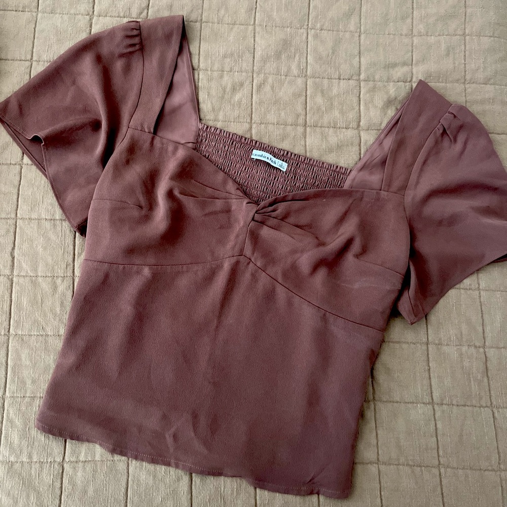 Abercrombie Square Neck Flutter Sleeve Blouse